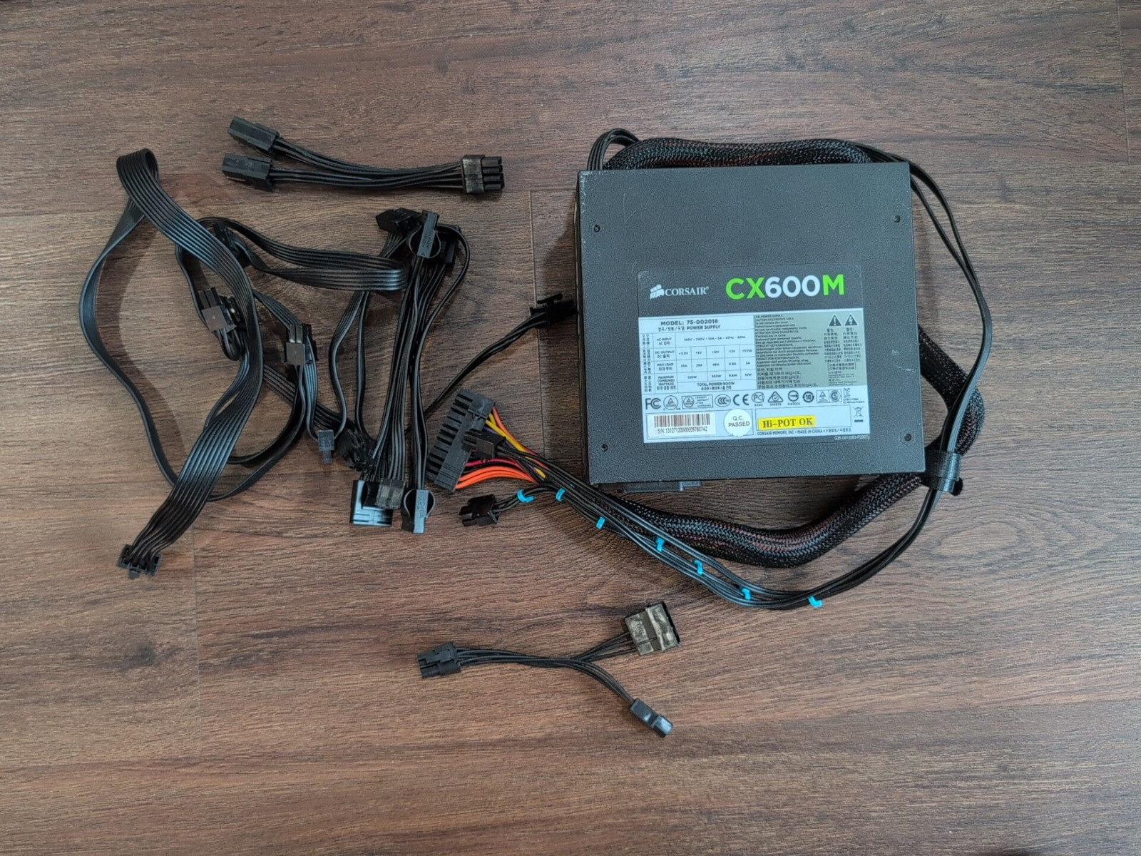 Corsair CX600M 600W 80+ Bronze Semi-Modular ATX Power Supply – Tested & Working