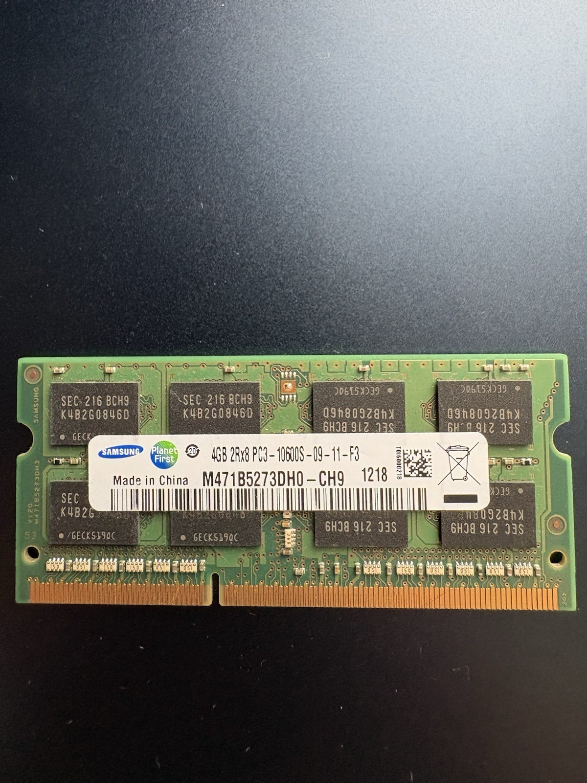 Samsung 4GB DDR3 1333MHz SODIMM Laptop RAM M471B5273DH0-CH9 2Rx8 Tested