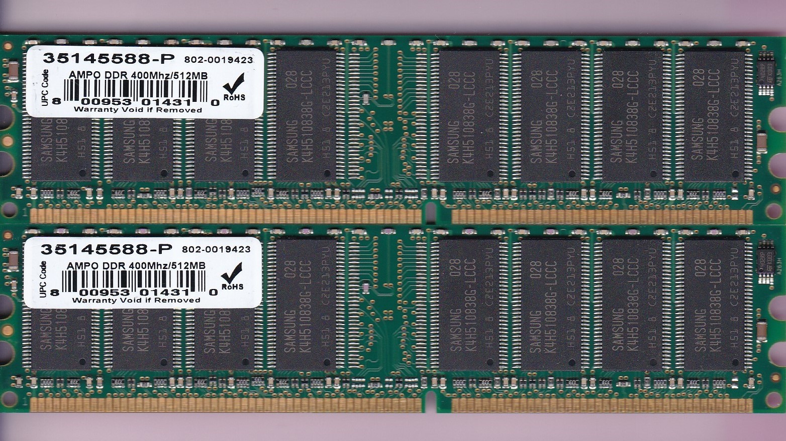 1GB 2x512MB PC-3200 AMPO 35145588-P DDR-400 PC3200 WINTEC SAMSUNG AMP KIT DDR1