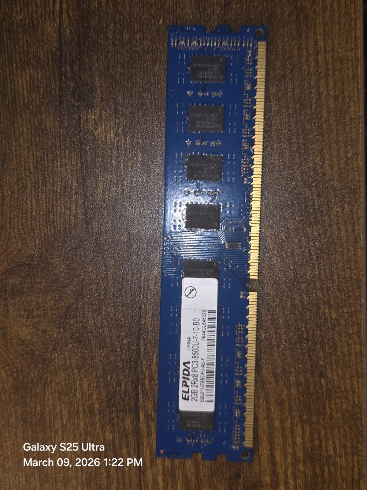Elpida 2GB RAM 2Rx8 PC3-8500U-7-10-B0 EBJ21UE8BDF0-AE-F