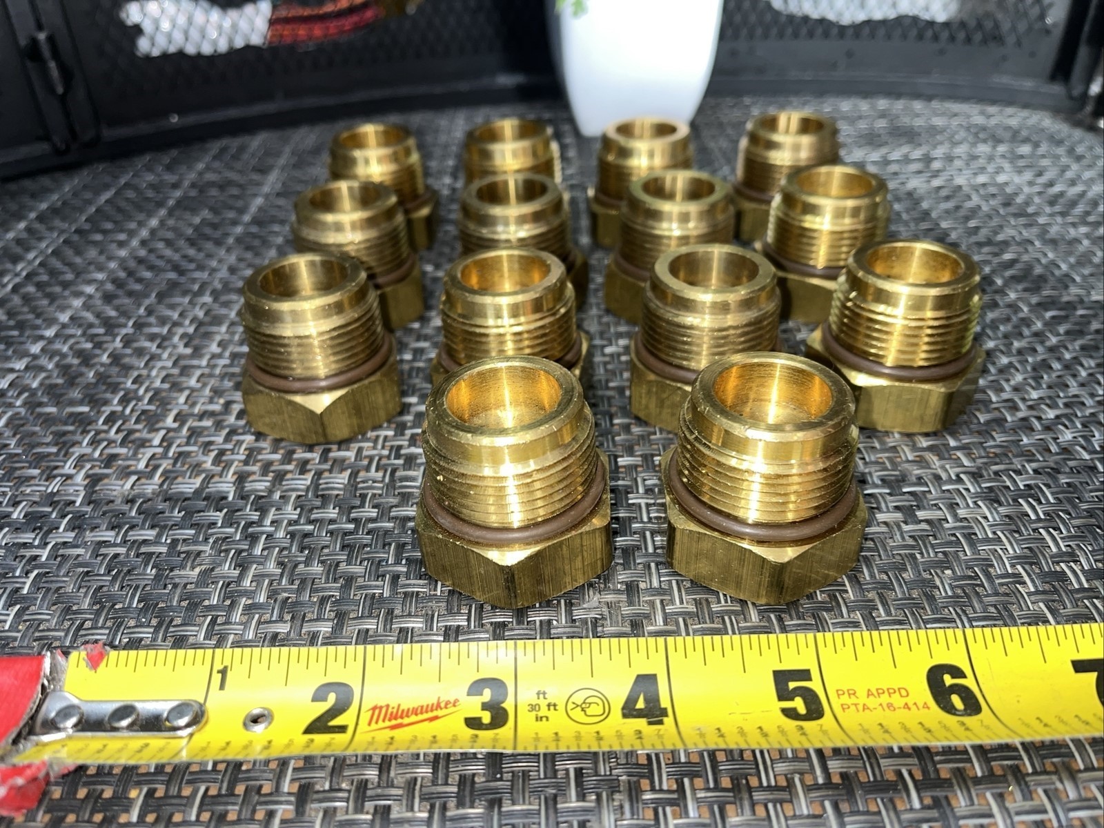 14 QTY! BULK- BRASS MALE 1-1/4” OD THREAD END CAP FITTINGS PLUG HYDRAULIC O-RING