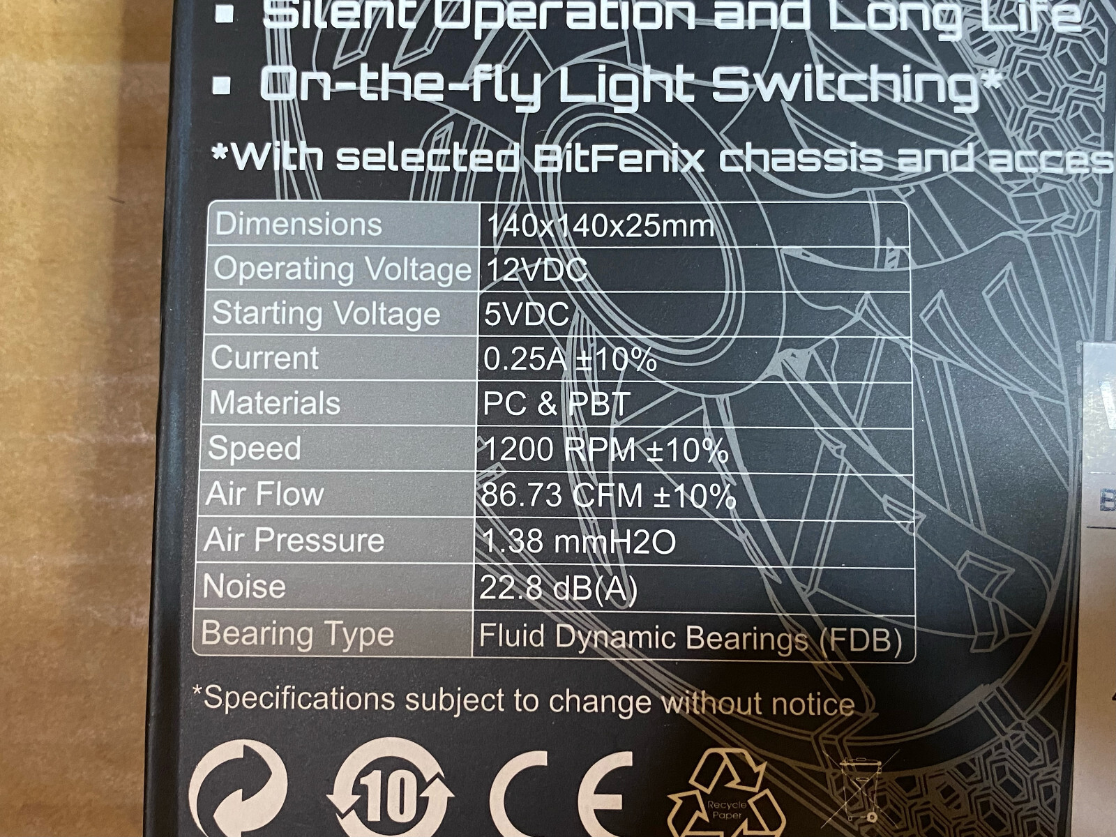 LOT 3x BitFenix Spectre Pro 140mm WHITE LED Case Fan 3-pin * BFF-LPRO-14025W-RP