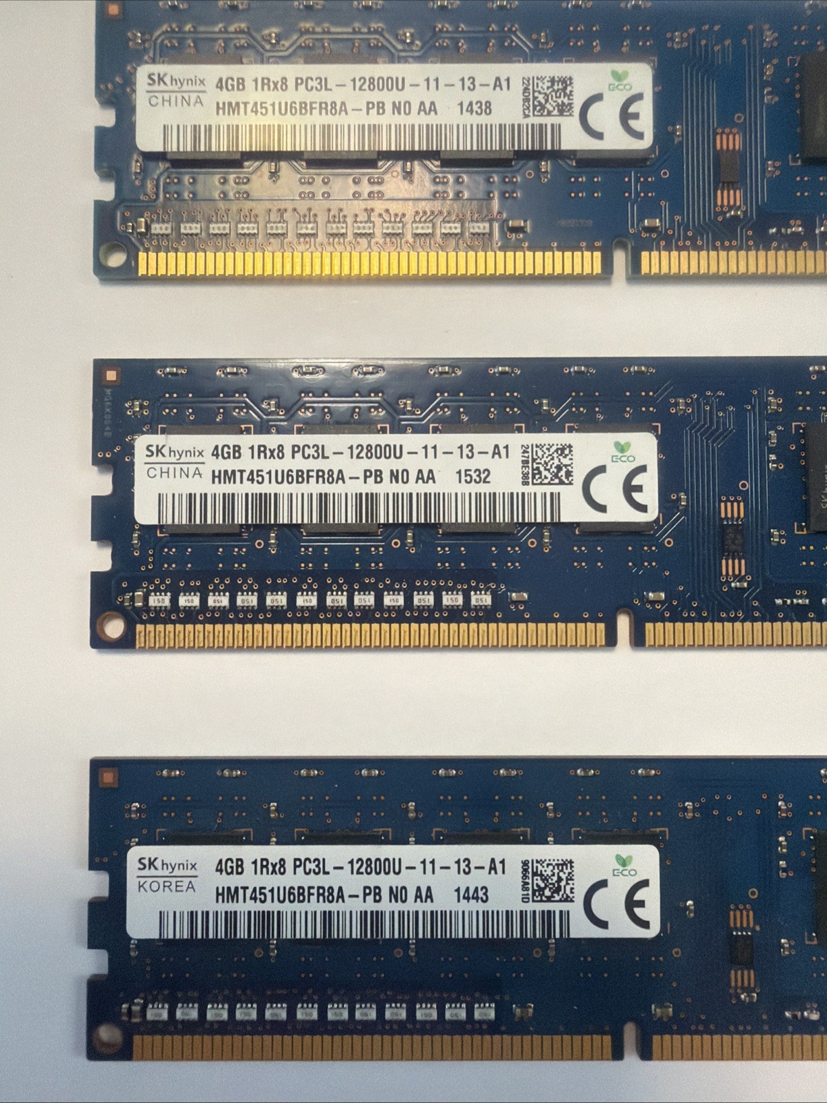 SK hynix 12GB KIT (3 X 4GB) 1Rx8 PC3L-12800U HMT451U6BFR8A-PB Desktop DDR3L RAM