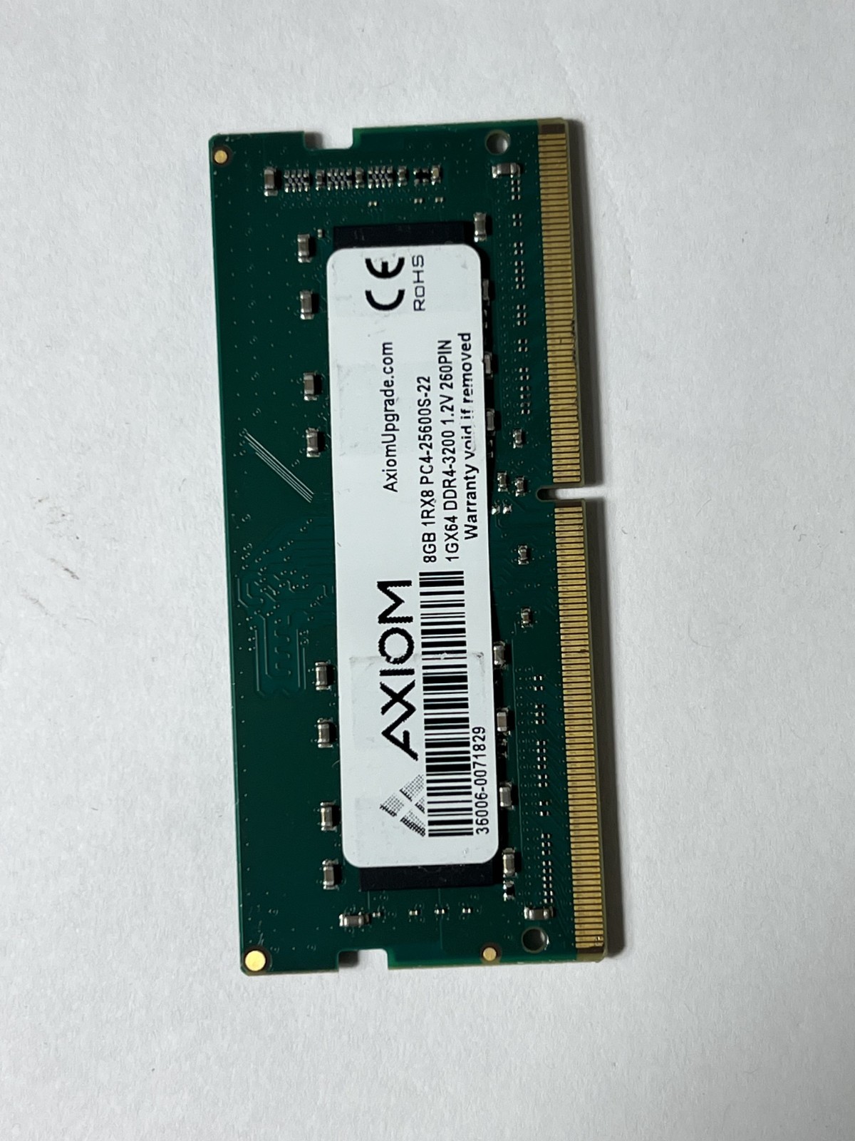 AXIOM 8GB 1Rx8 PC4-25600S-22 1Gx64 DDR4-3200 1.2V 260Pin lapto Memory RAM SODIMM