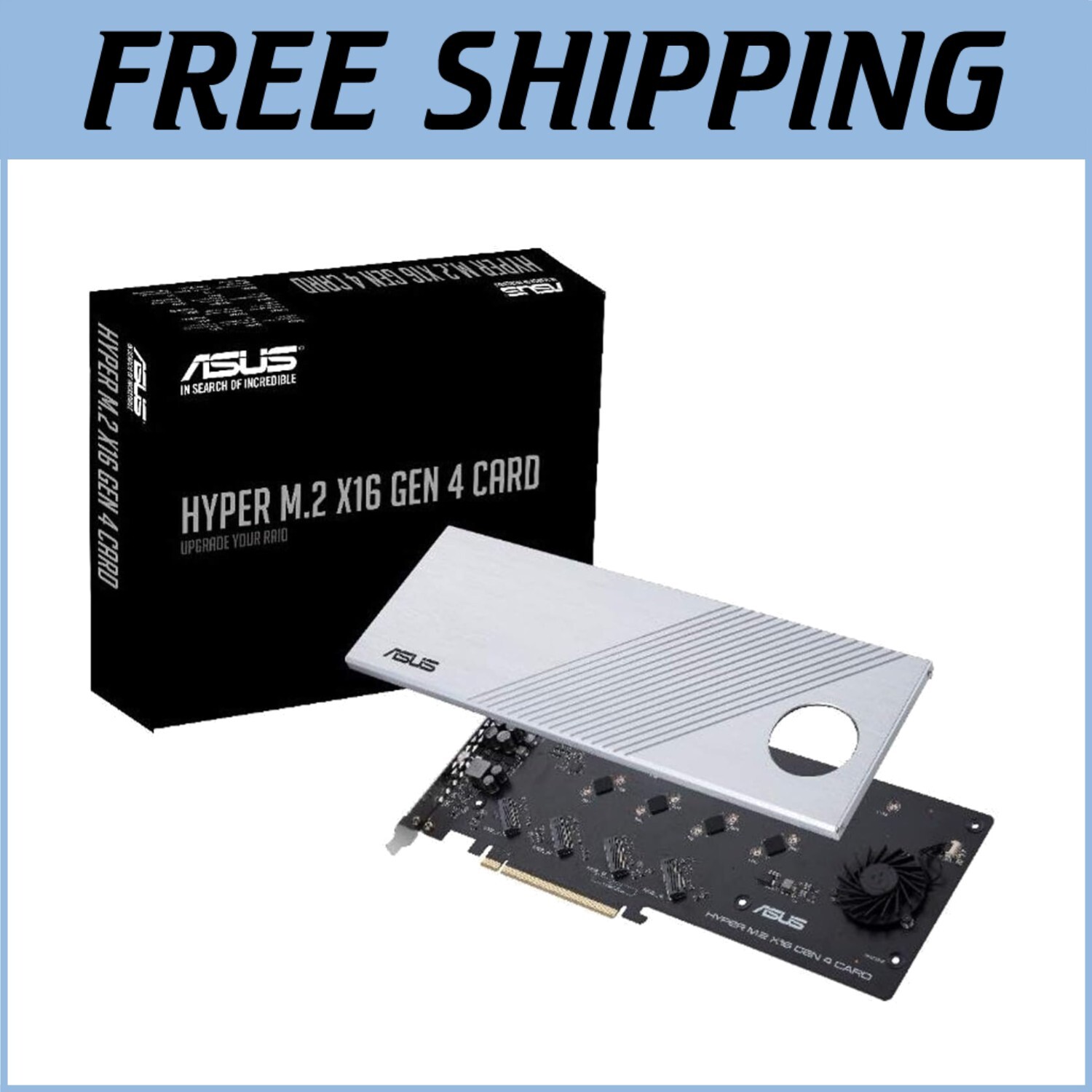 Stylish PCIe 4.0 X16 Card – 4-Bay NVMe M.2 RAID Support for Enhanced Performance