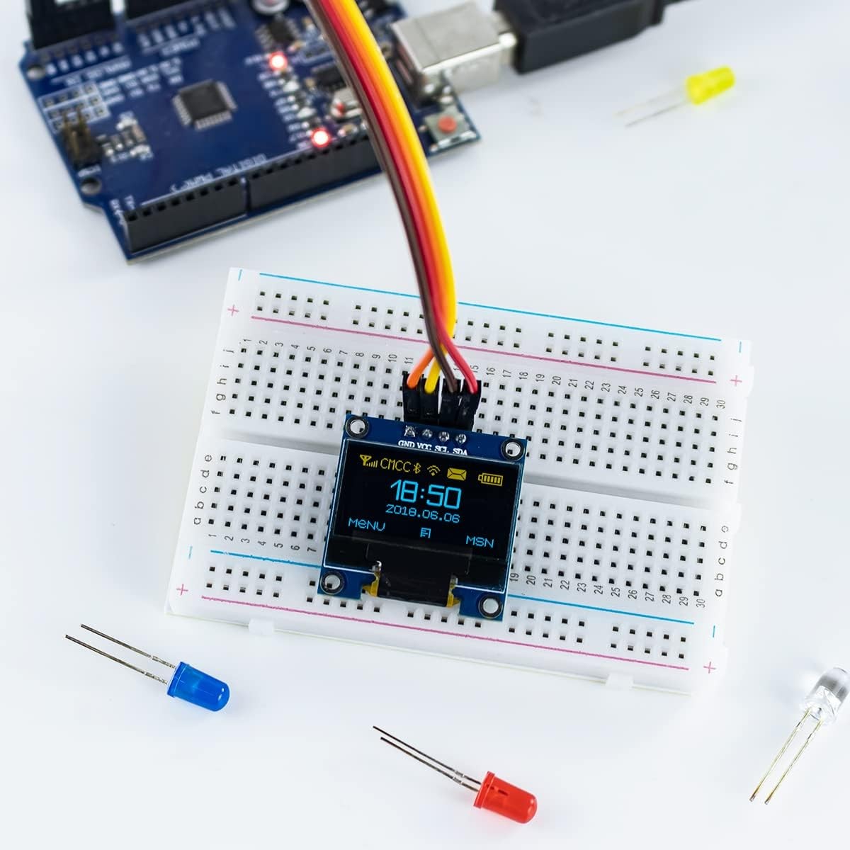 5 Pcs 0.96 Inch OLED I2C IIC Display Module 12864 128×64 Pixel Blue and Yellow