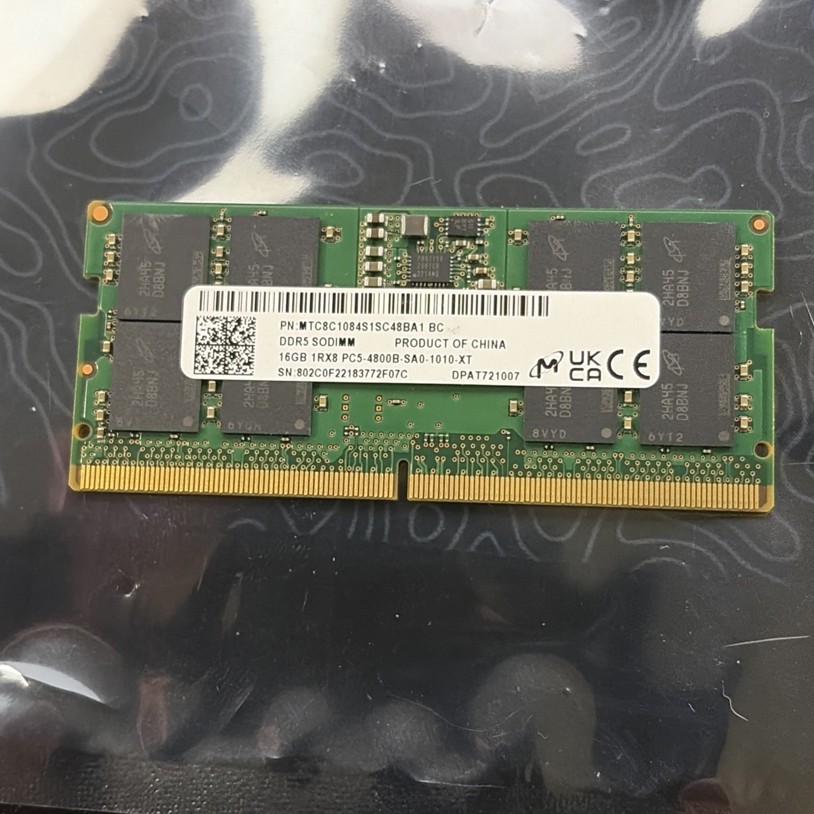 Micron 16GB DDR5-4800 PC5-38400 1Rx8 SODIMM Laptop Memory RAM MTC8C1084S1SC48BA1