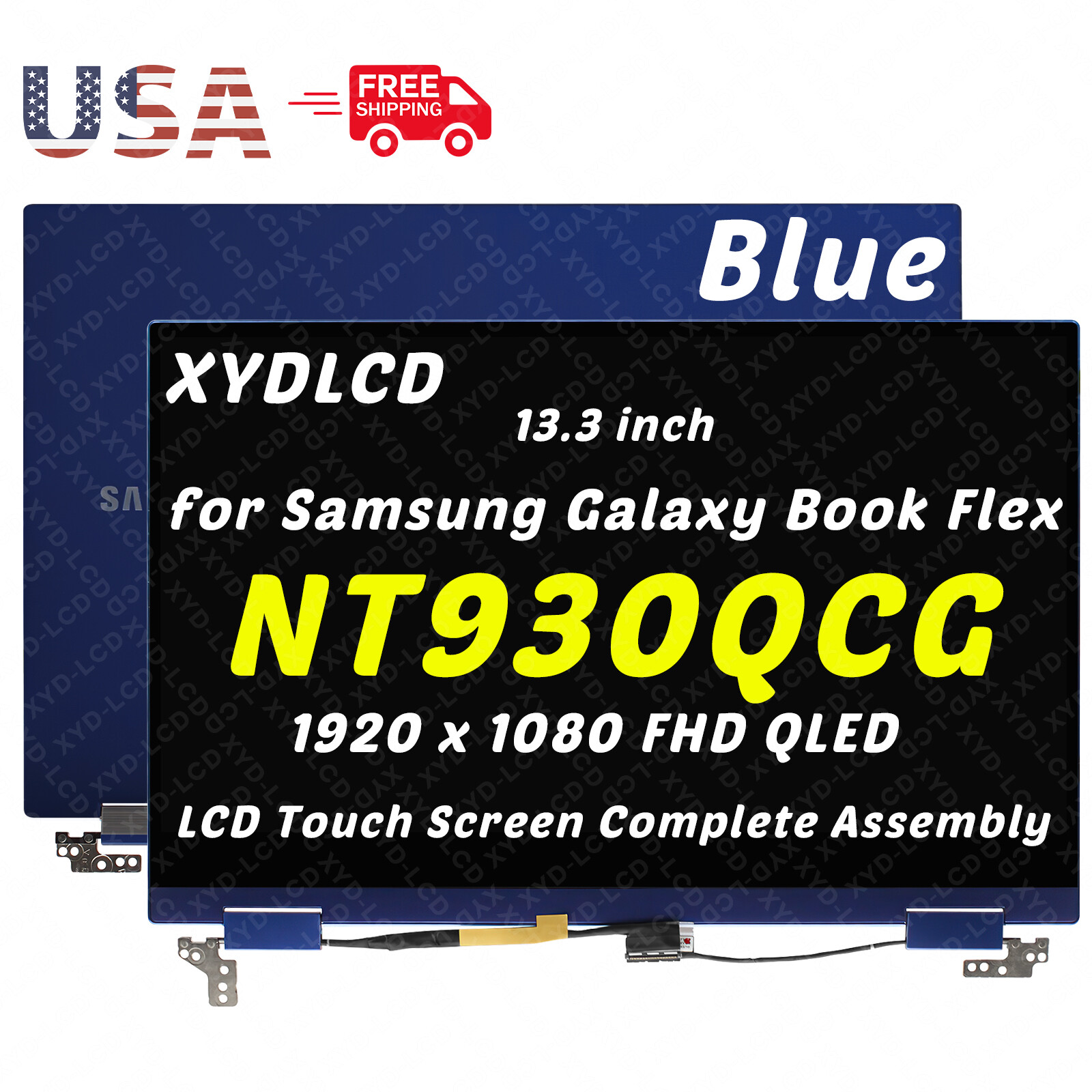 13.3in for Samsung NT930QCG-K58A NT930QCG-K58S LCD Touch Screen Assembly Blue A+
