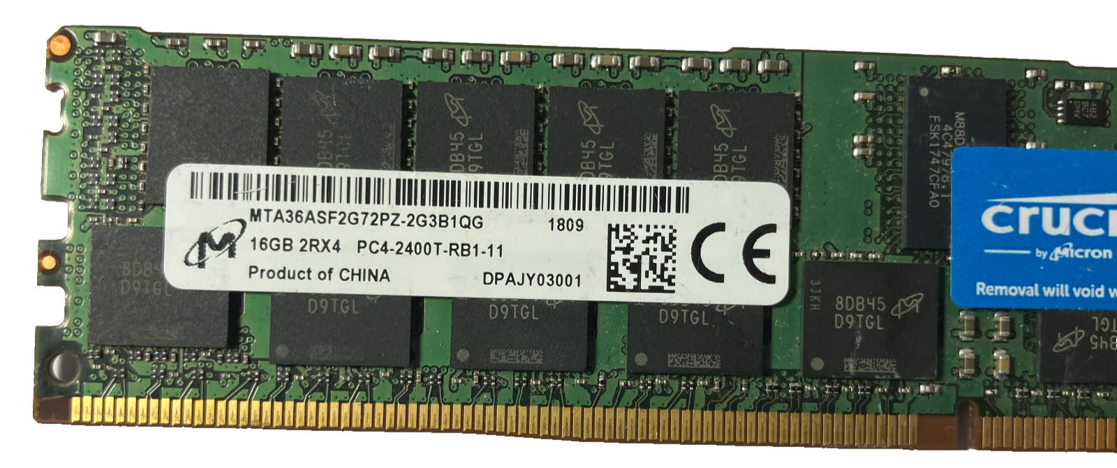 Micron 16GB 2Rx4 PC4-2400T-RB1-11 ECC REG Server Memory MTA36ASF2G72PZ-2G3B1QG