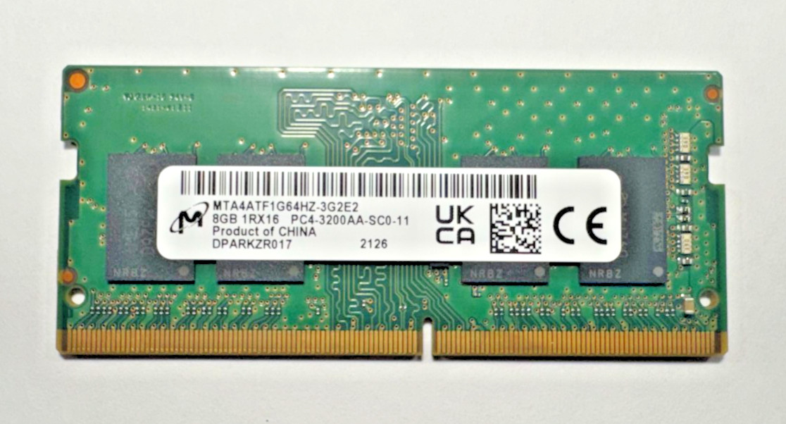 Dell MICRON 8GB 1Rx16 PC4 DDR4 SDRAM SO-DIMM (PC4-3200AA-SC0) Memory Laptop
