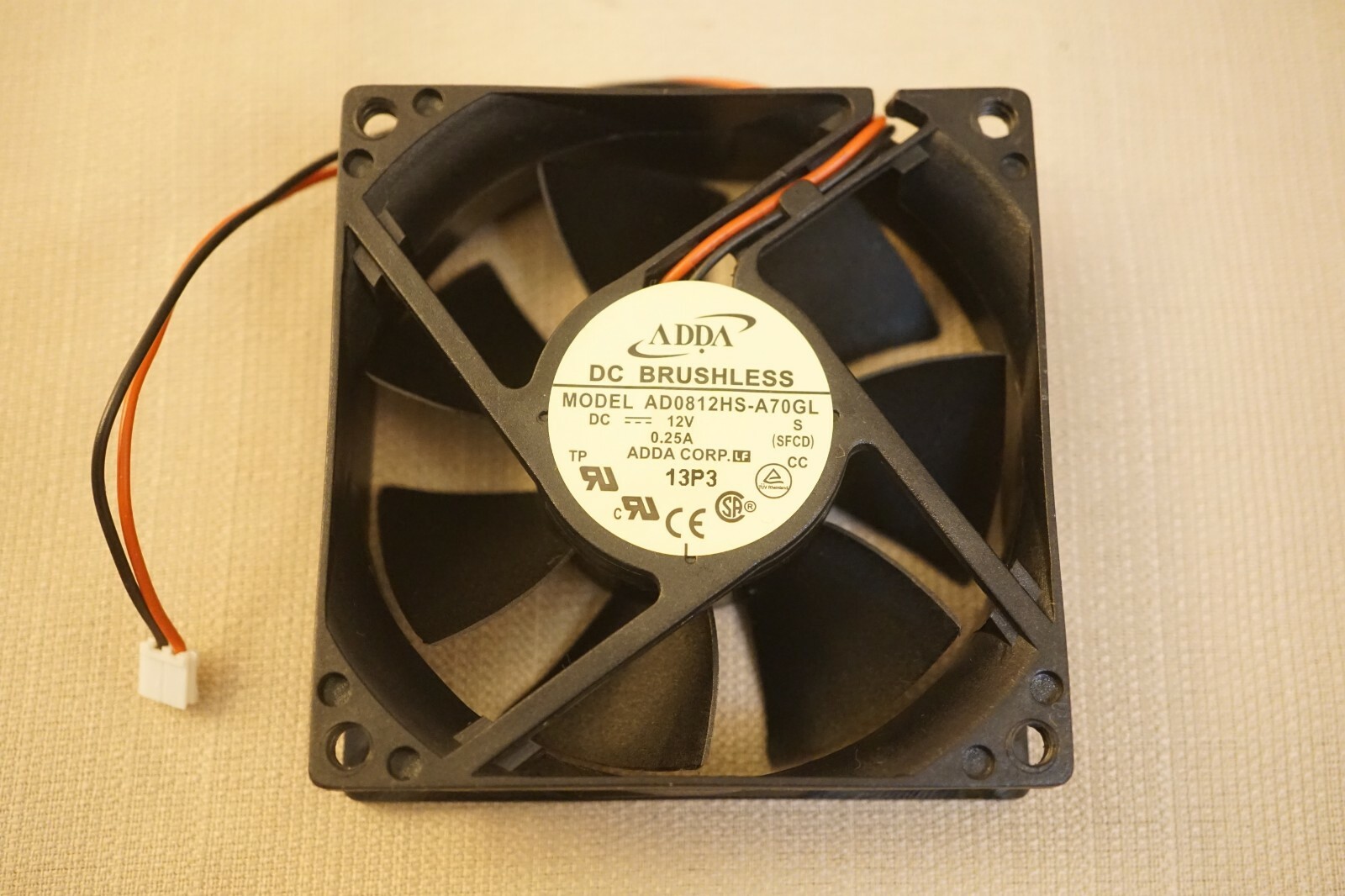 Adda CPU CASE PC 80mm x 80 mm x 25mm FAN 12V DC w/2-pin connector AD0812HS-A70GL