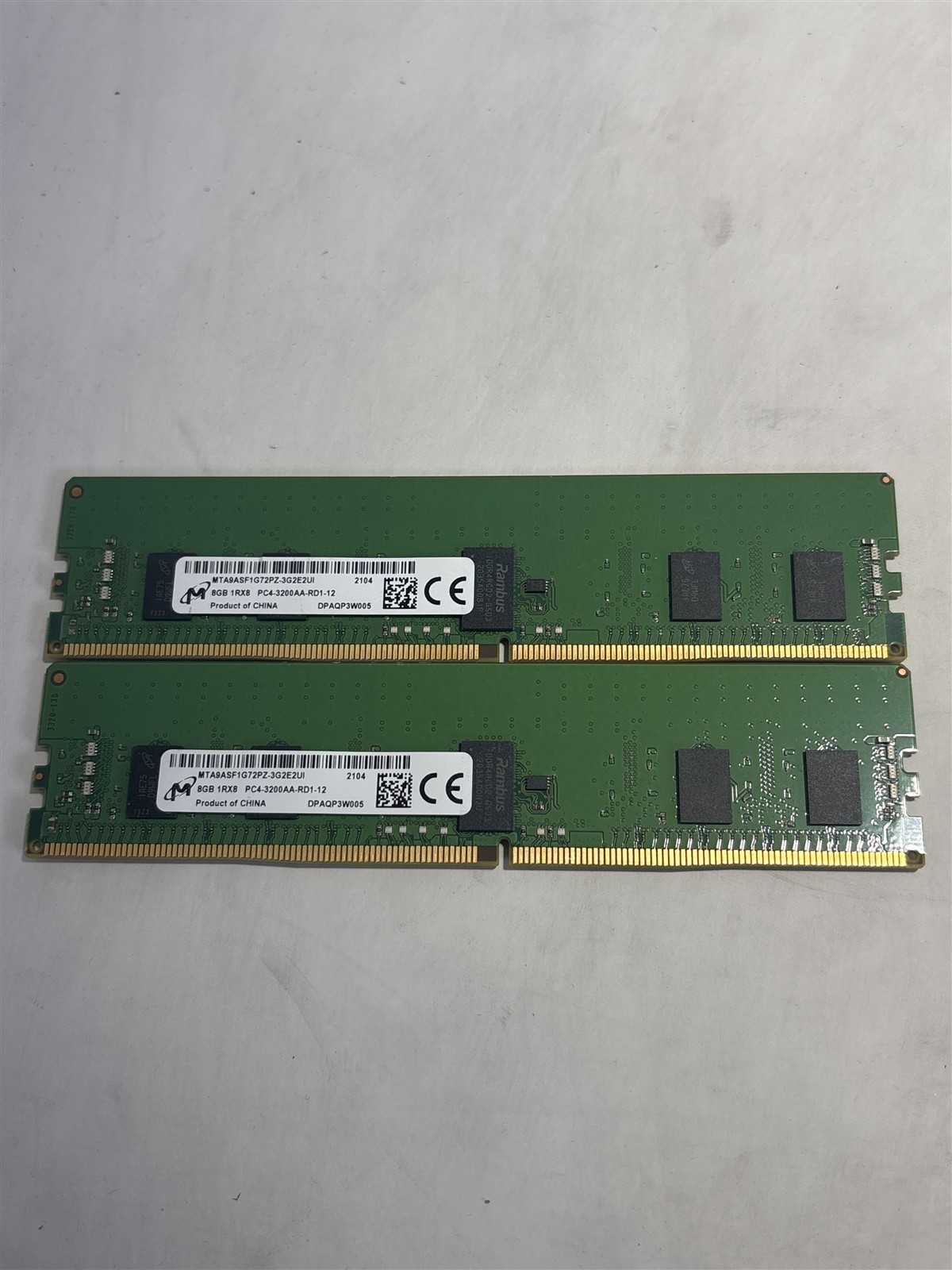 Micron 16GB(8GBx2) 1Rx8 PC4-25600 DDR4-3200 ECC Server RAM MTA9ASF1G72PZ-3G2E2UI