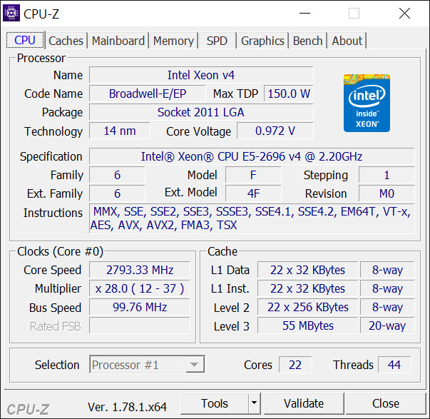 Intel Xeon E5-2696 v4 OEM CPU LGA2011-3 C612 X99 2.2GHz 22-Core 55M 150W SR2J0
