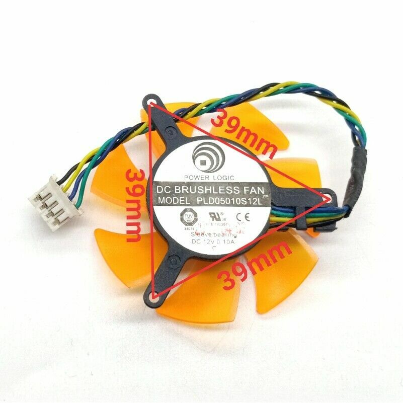 45mm NVIDIA Geforce Fan 12V 0.10A Replacement 4Pin PLD05010S12L R175 39mm