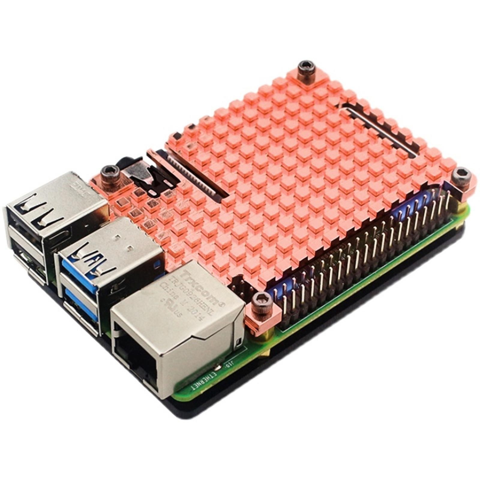 Thin Copper+Acrylic Heatsink Protective Passive Cooling Case For Raspberry Pi 4B