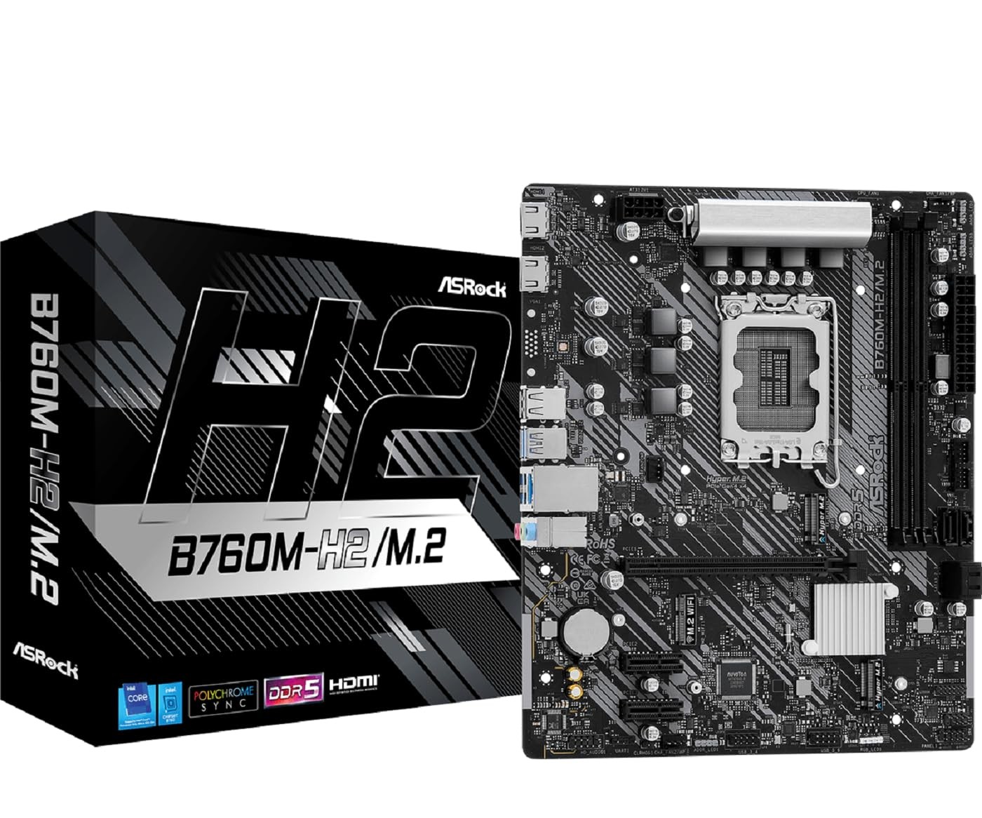 Asrock B760M-H2/M.2, Intel B760, 1700, Micro ATX, 2 DDR5, 2 HDMI, 2.5G LAN, PCIe
