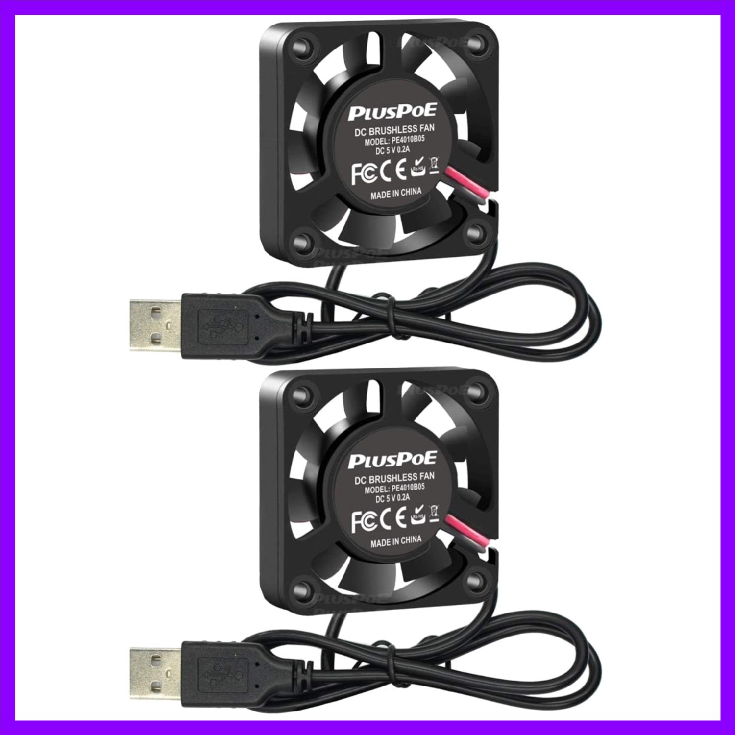 2 Pack USB Brushless Cooling Fan, DC 5V 40mm x10mm 4200 RPM Speed 4010 Small Fan