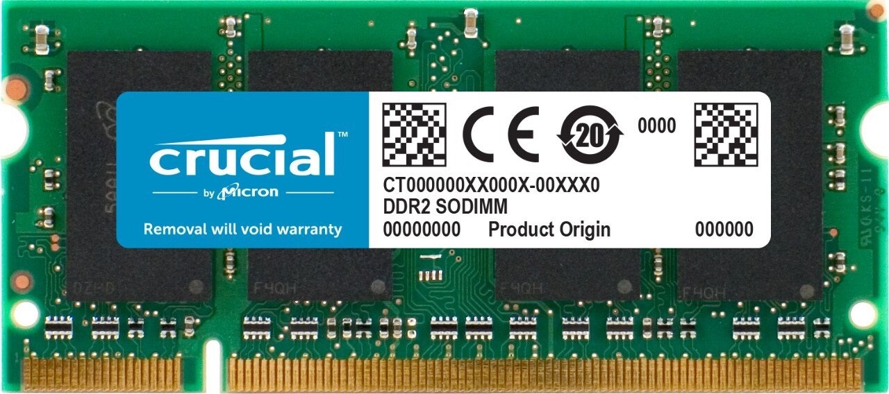 Crucial CT25664AC667 2GB DDR2-667Mhz PC2-5300 SODIMM Memory RAM