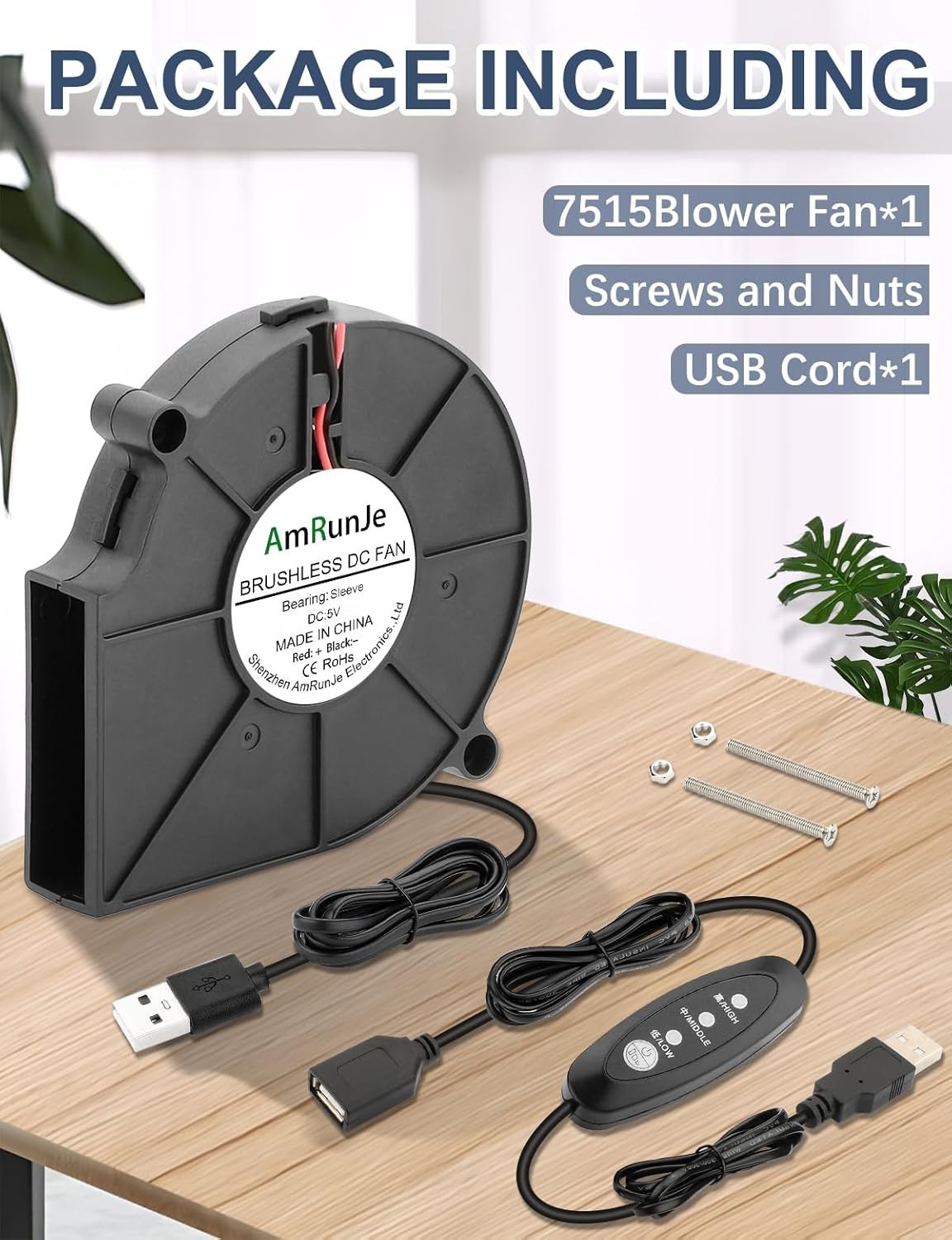 75mm Variable Speed USB Cooling Fan – Perfect for Tight Spaces & 3D Printers