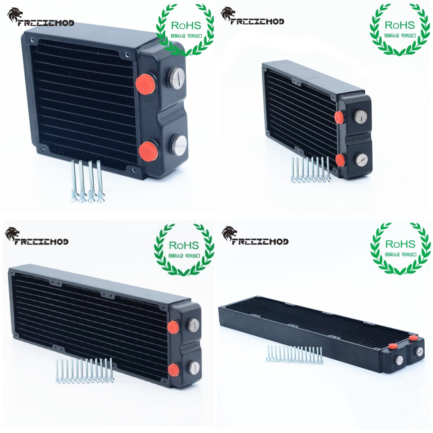FreezeMod 120mm 240mm 360mm 480mm Copper Radiator 45mm Thick G1/4 Water Cooling