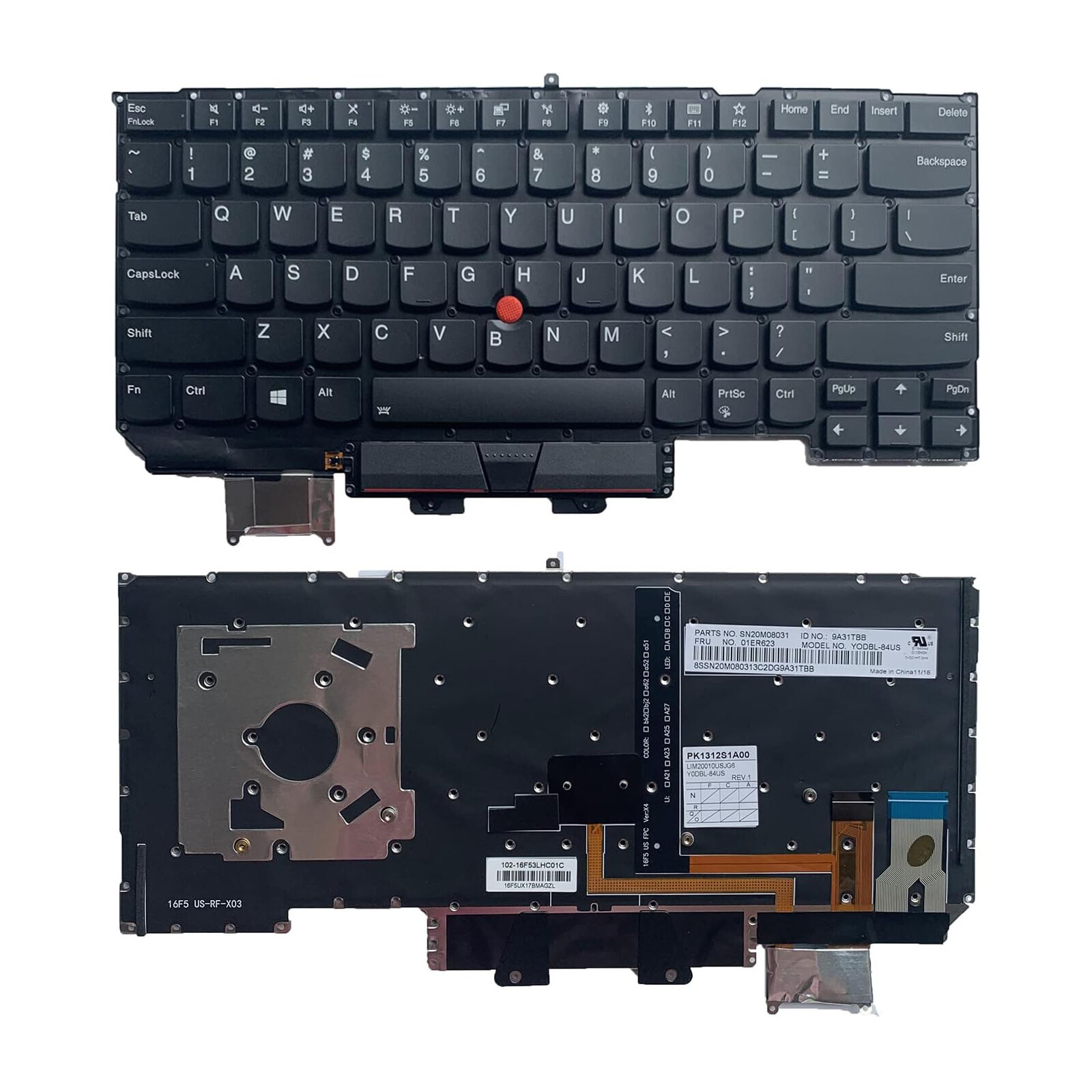 New US Keyboard Backlit for Lenovo ThinkPad X1 Carbon 5th Gen 2017
