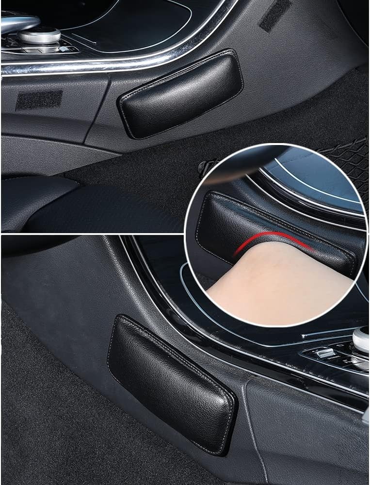 2PCS Car Knee Cushion,Soft Leather Door Armrest Pad for Leg F, Black