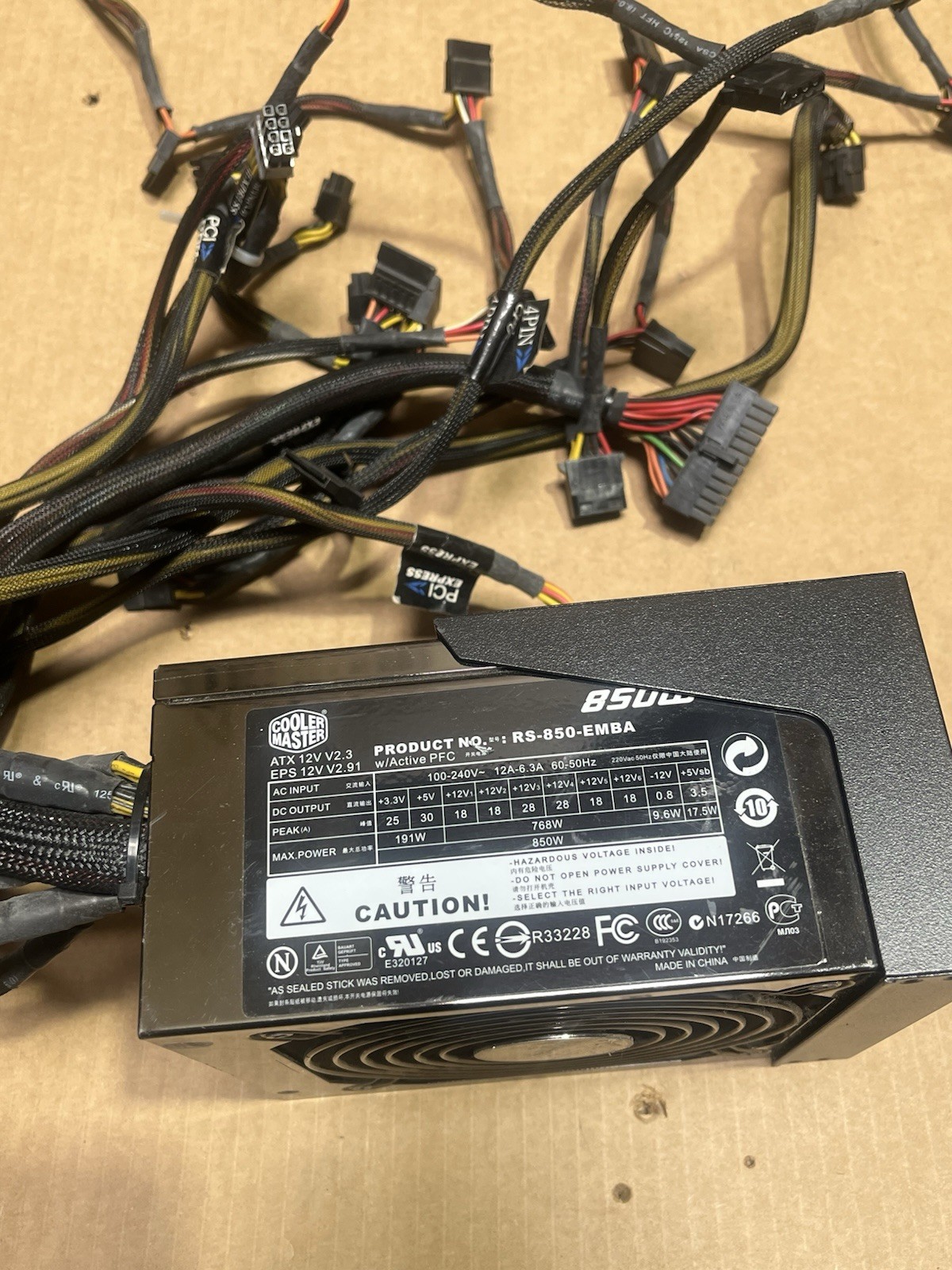 Cooler Master RS-850-EMBA 850W ATX Power Supply w/ Cables