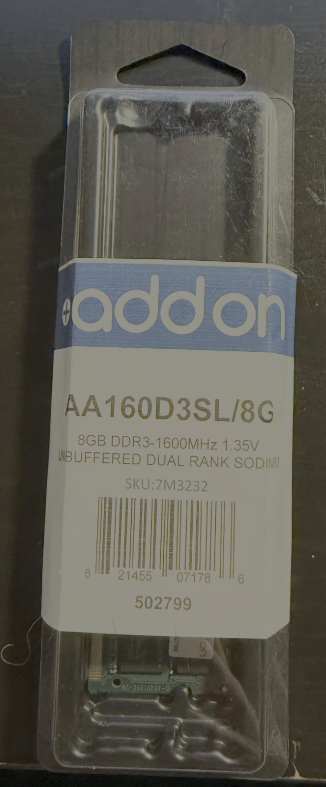 NEW ADDON AA160D3SL/8G SODIMM DDR3-1600MHz 1.35VUNBUFFERED Dual Rank SODIMM