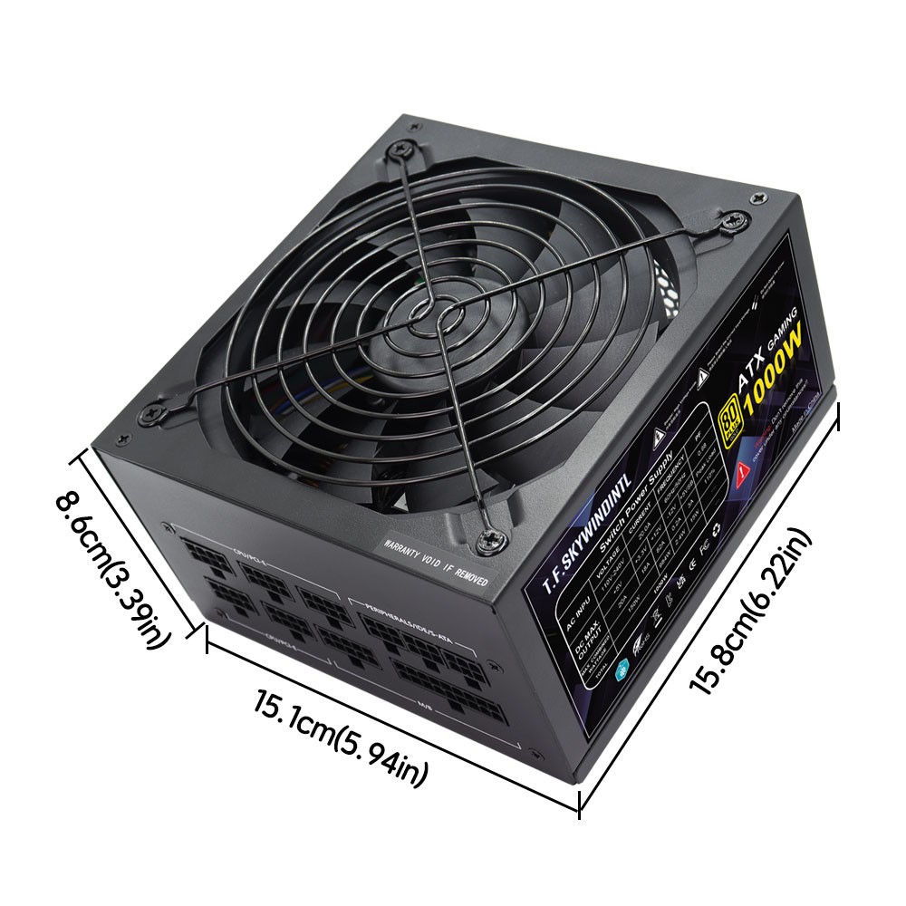 1000W Modular Power Supply 80+ Gold Gaming ATX PSU, ATX 3.0, Active PFC