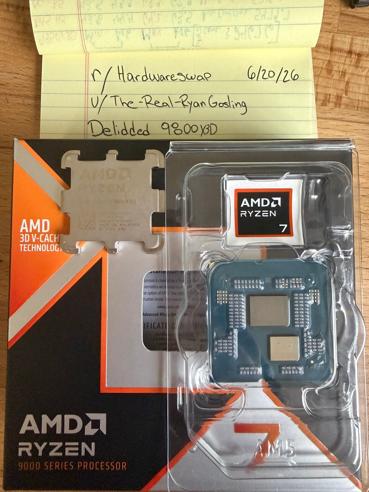 AMD Ryzen 7 9800X3D Processor (Zen 5) 8-Core 5.2GHz Desktop CPU “DELIDED”