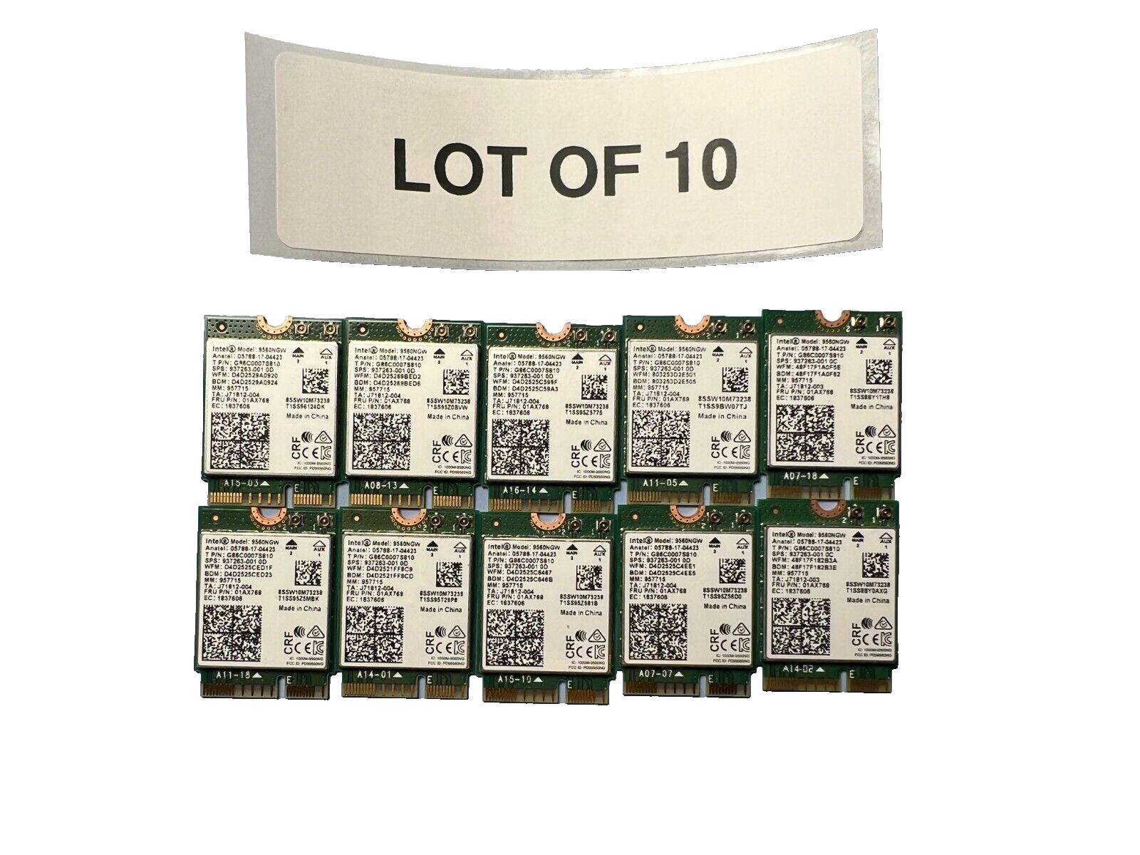 Lot of 10 Intel Dual Band AC 9560 9560NGW M.2 Wireless Card Wifi