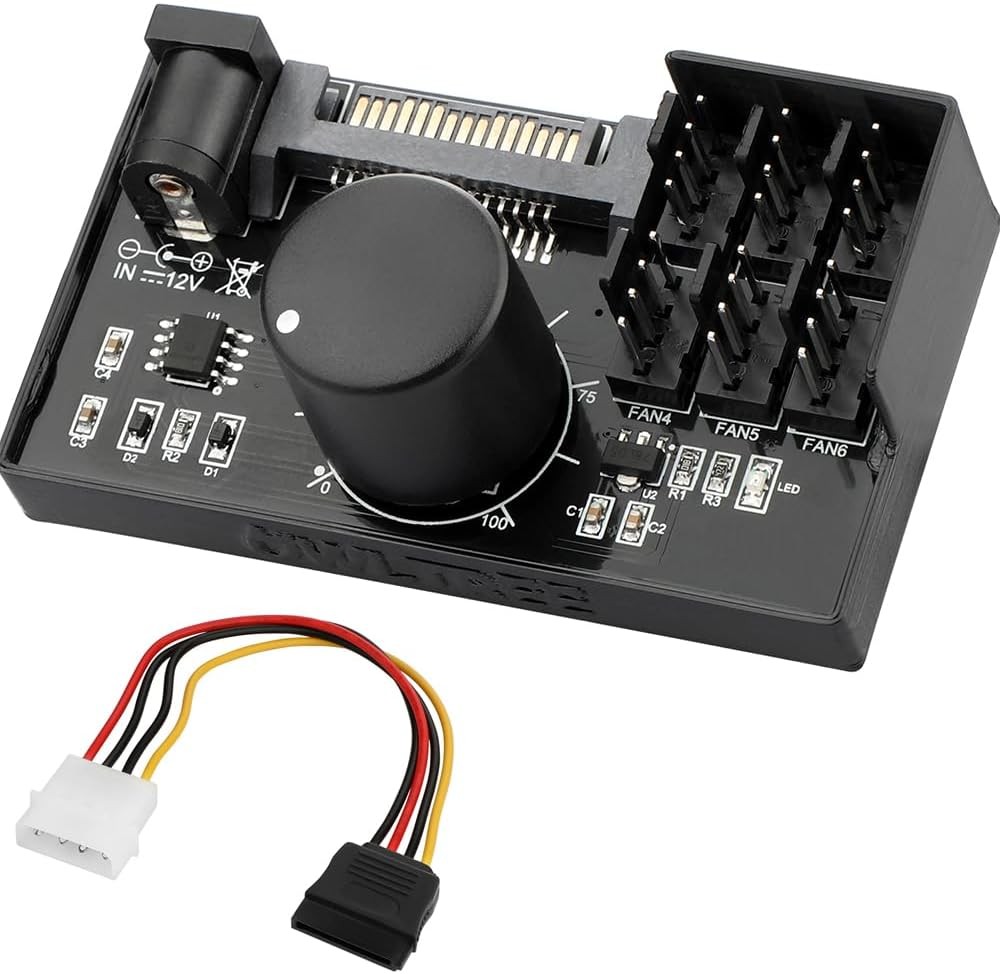 OwlTree 4-Pin 12V PWM 6-Fan Controller Hub SATA Powered