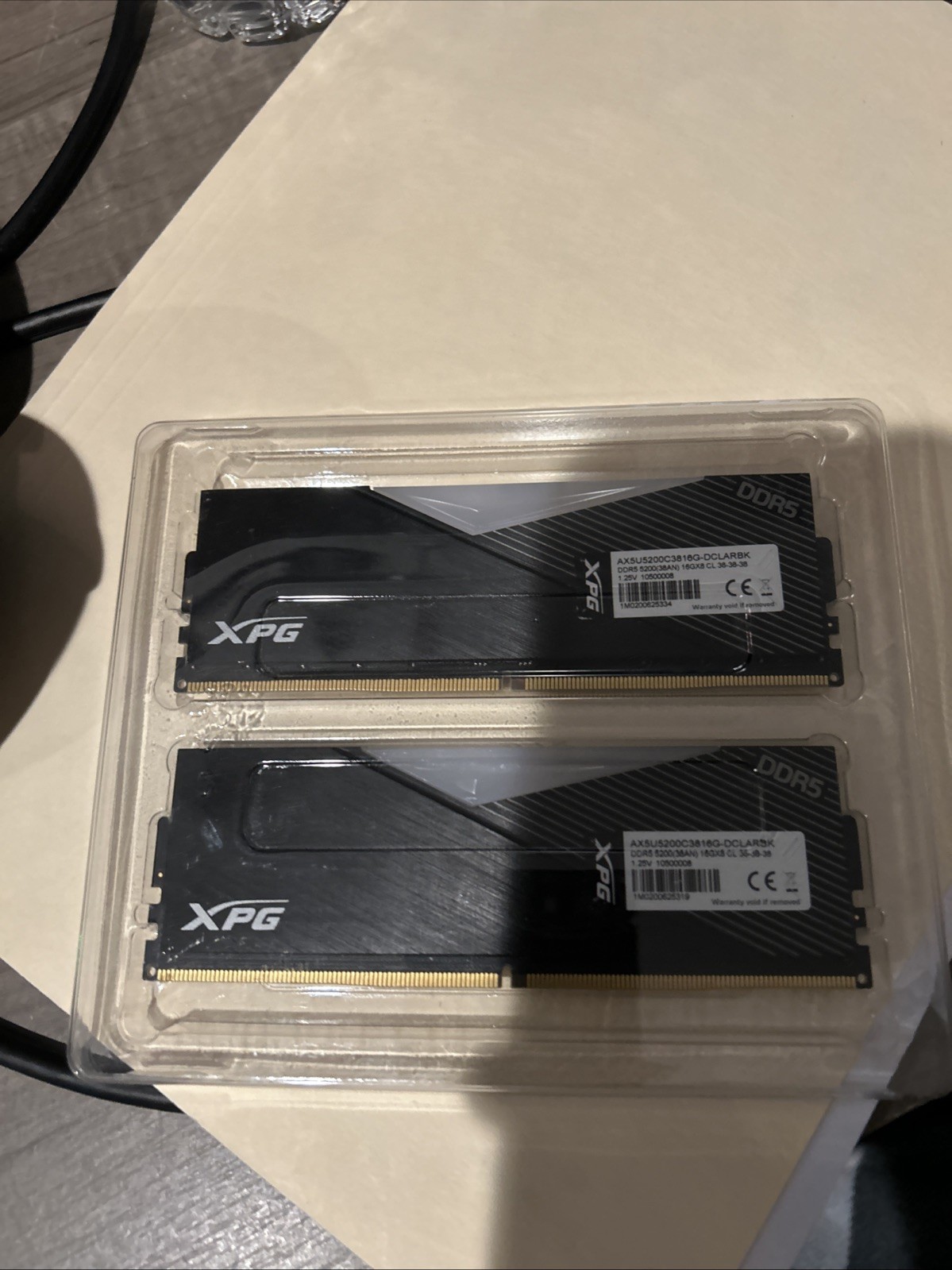 XPG DDR5 5200 2 Sticks of 16gb Each – AX5U5200C3816G-BLARK 16X8 CL 38-38-38