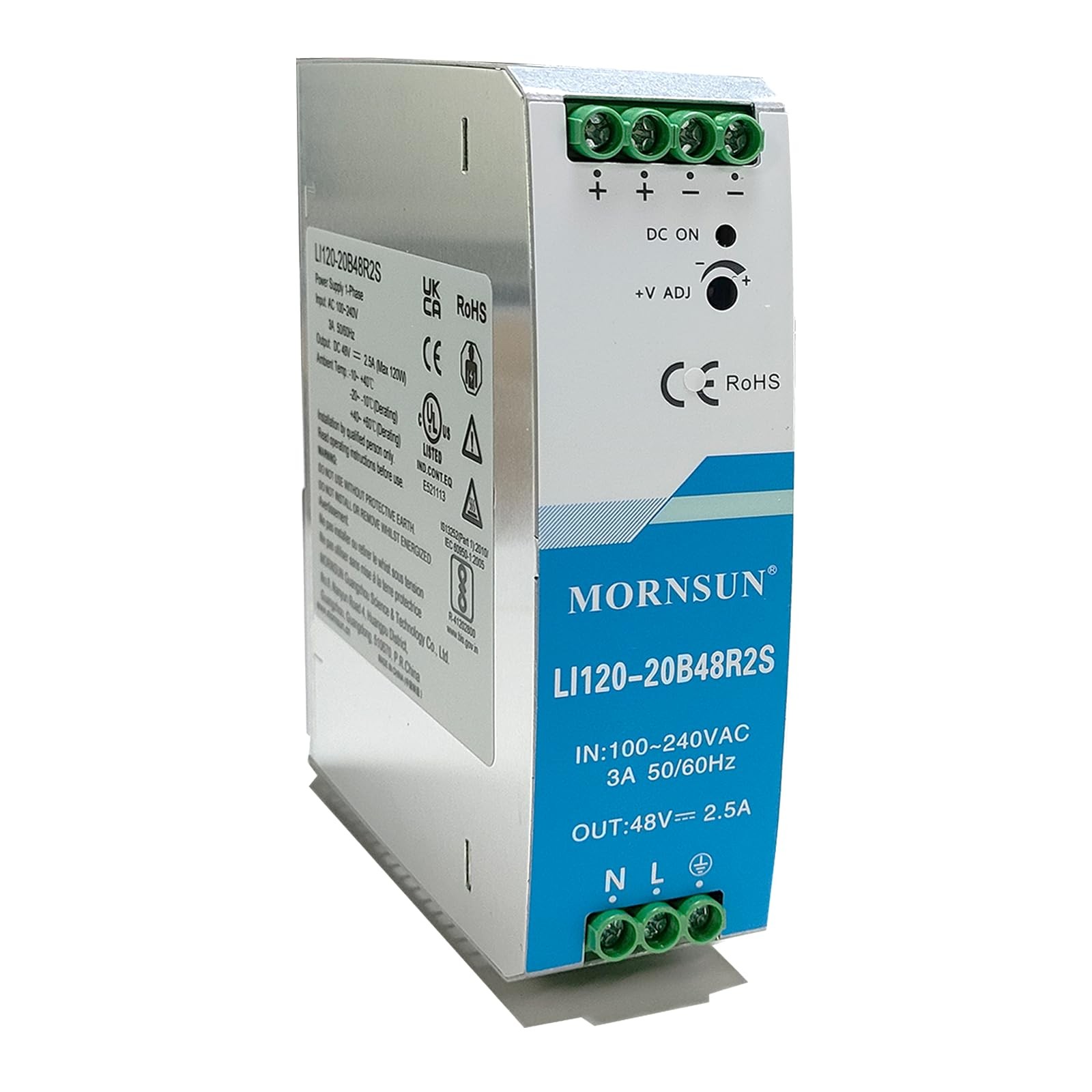 Centopto 120W 48V 2.5A Industrial DIN Rail Power Supply, AC-DC Universal,-20~+6