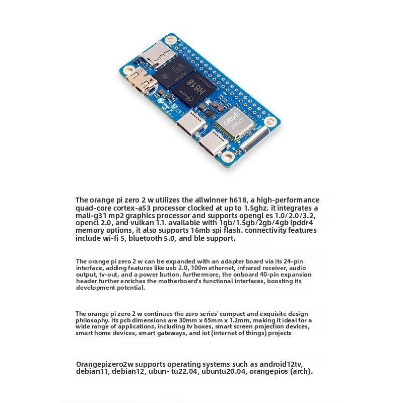 Orange Pi Zero 2W Single Board Computer RAM Android Ubuntu WiFi Bluetooth