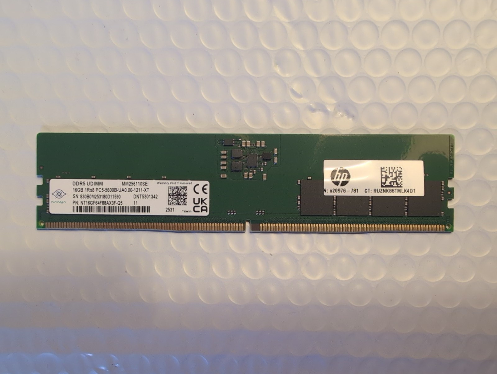 TESTED HP OEM 16GB DDR5 5600 UDIMM 288 PIN Desktop RAM NT16GF64F88AX3F-Q5