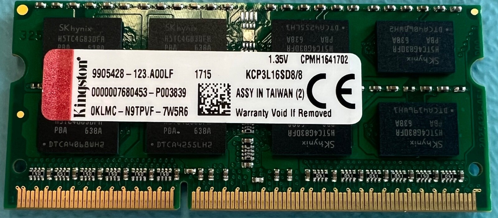 LOT OF 2 Kingston KCP3L16SD8/8 8GB PC3L-12800 DDR3L-1600MHz SODIMM Memory