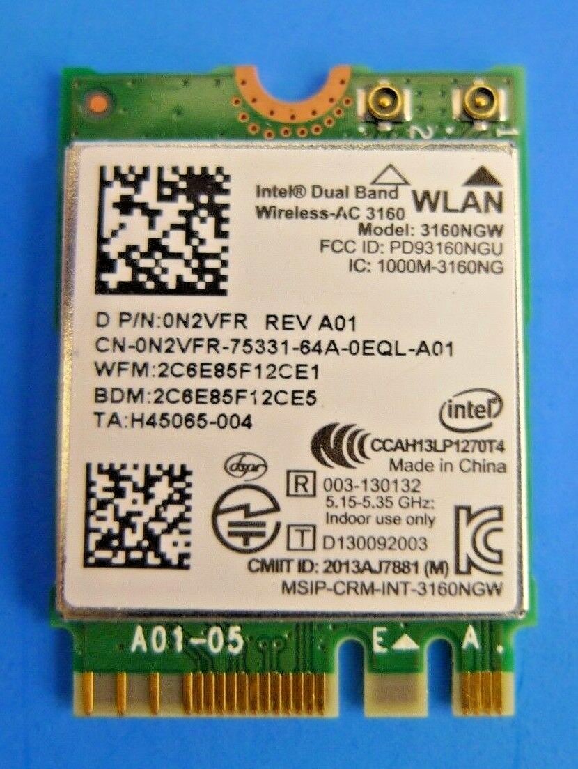 Intel Dual Band Wireless AC3160 WLAN WiFi Mini-PCI E Card 3160NGW (A01) N2VFR
