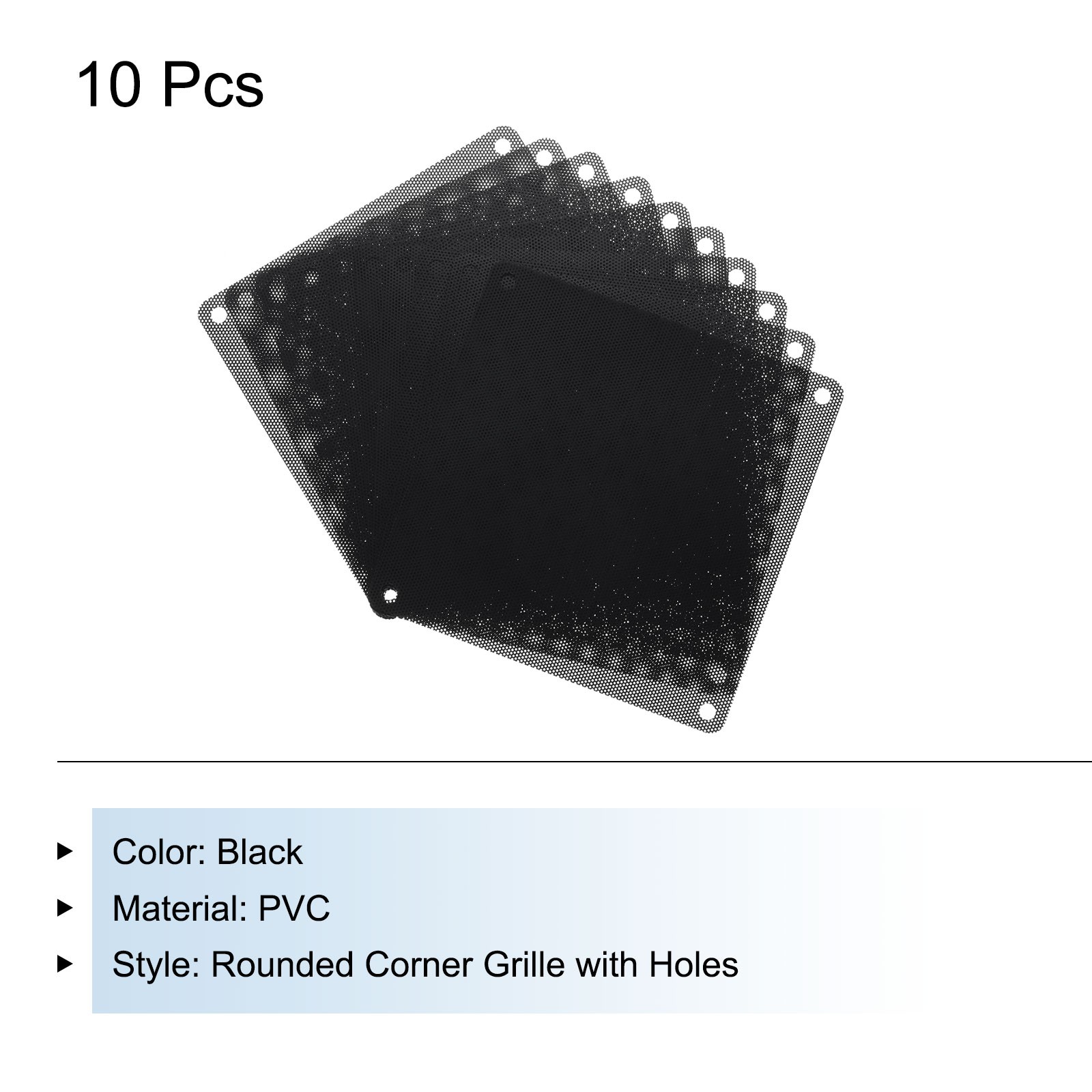 10PCS PC Dust Filter, 140x140mm PVC Computer Case Dustproof Mesh, Black