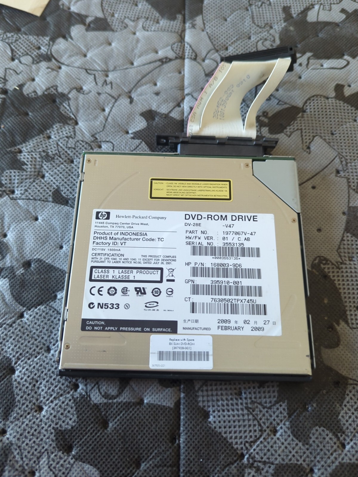 Genuine HP Slim DVD-Rom Drive 397928-001 DV-28E 1977067v-47