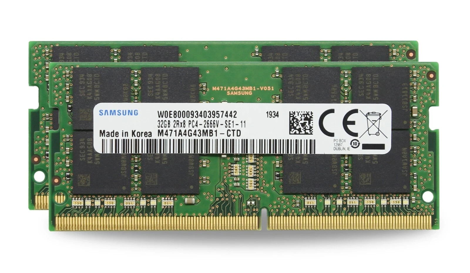 Samsung 2x32GB PC4-21300 DDR4 2666 MHz SODIMM Laptop Memory RAM M471A4G43MB1-CTD