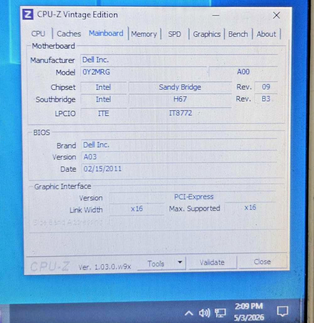 Tested Dell Y2MRG XPS 8300 motherboard, i5-2500 CPU & fan, 8GB RAM