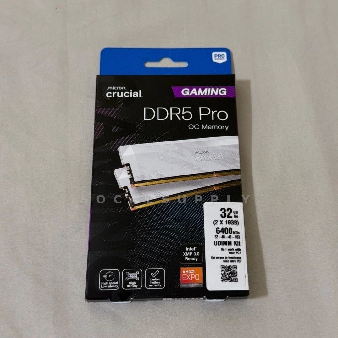 NEW Crucial Pro Overclocking 32GB (2 x 16GB) DDR5 6400 CL32 RAM – WHITE