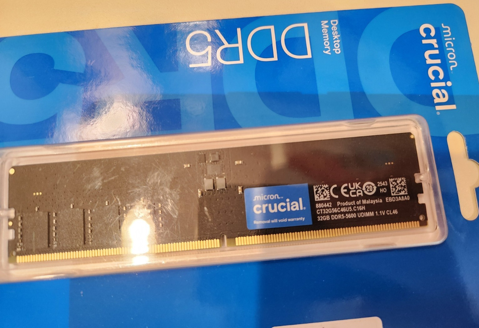 Crucial RAM 32GB DDR5 5600MHz Desktop Memory CT32G56C46U5