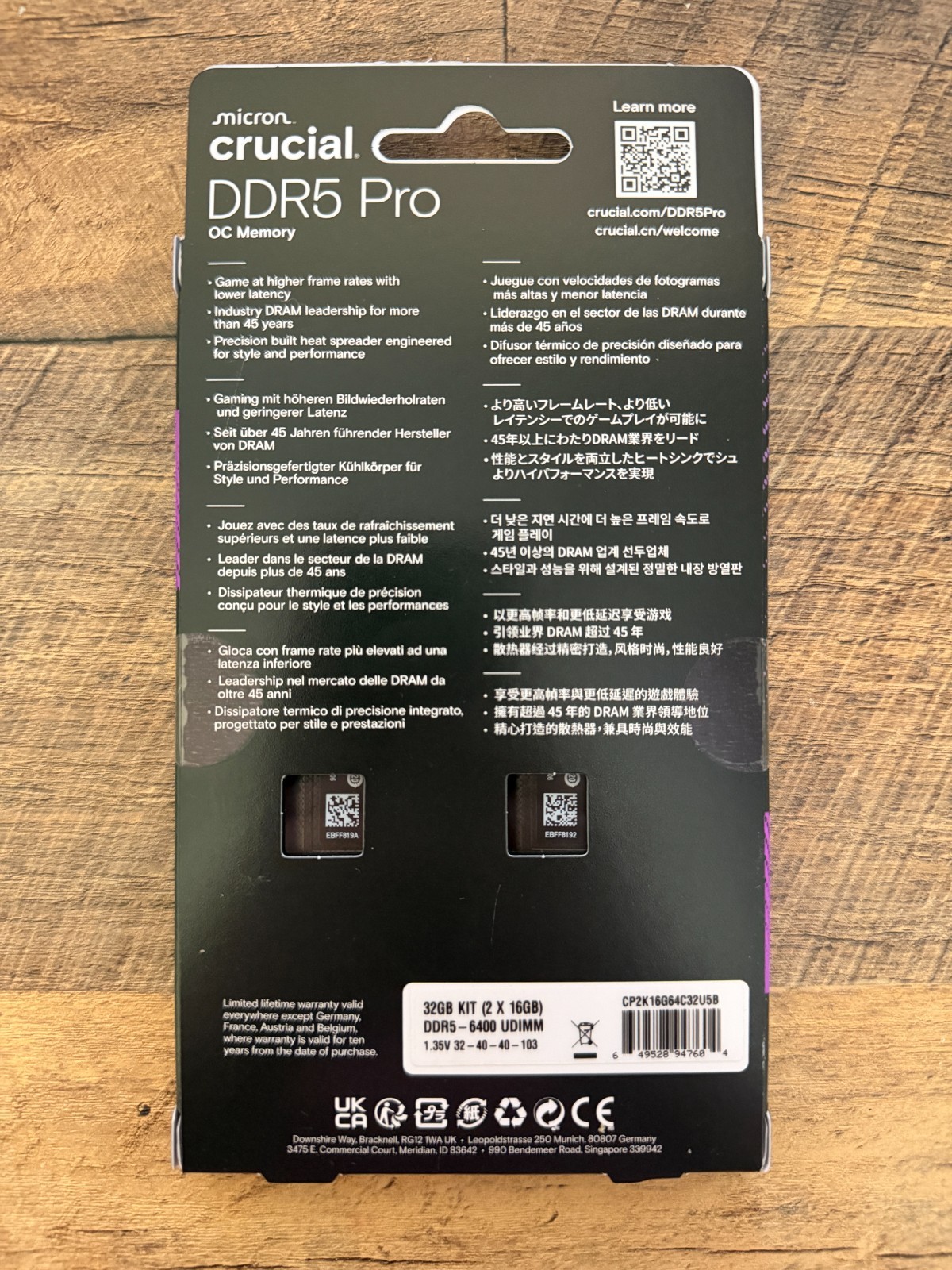 Crucial Pro DDR5 RAM 32GB Kit (2x16GB) DDR5 6400 CL32 XMP EXPO – CP2K16G64C32U5B