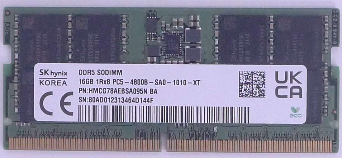 SK Hynix 16GB DDR5 4800 SODIMM 1Rx8 PC5 4800B HMCG78AEBSA095N Laptop RAM