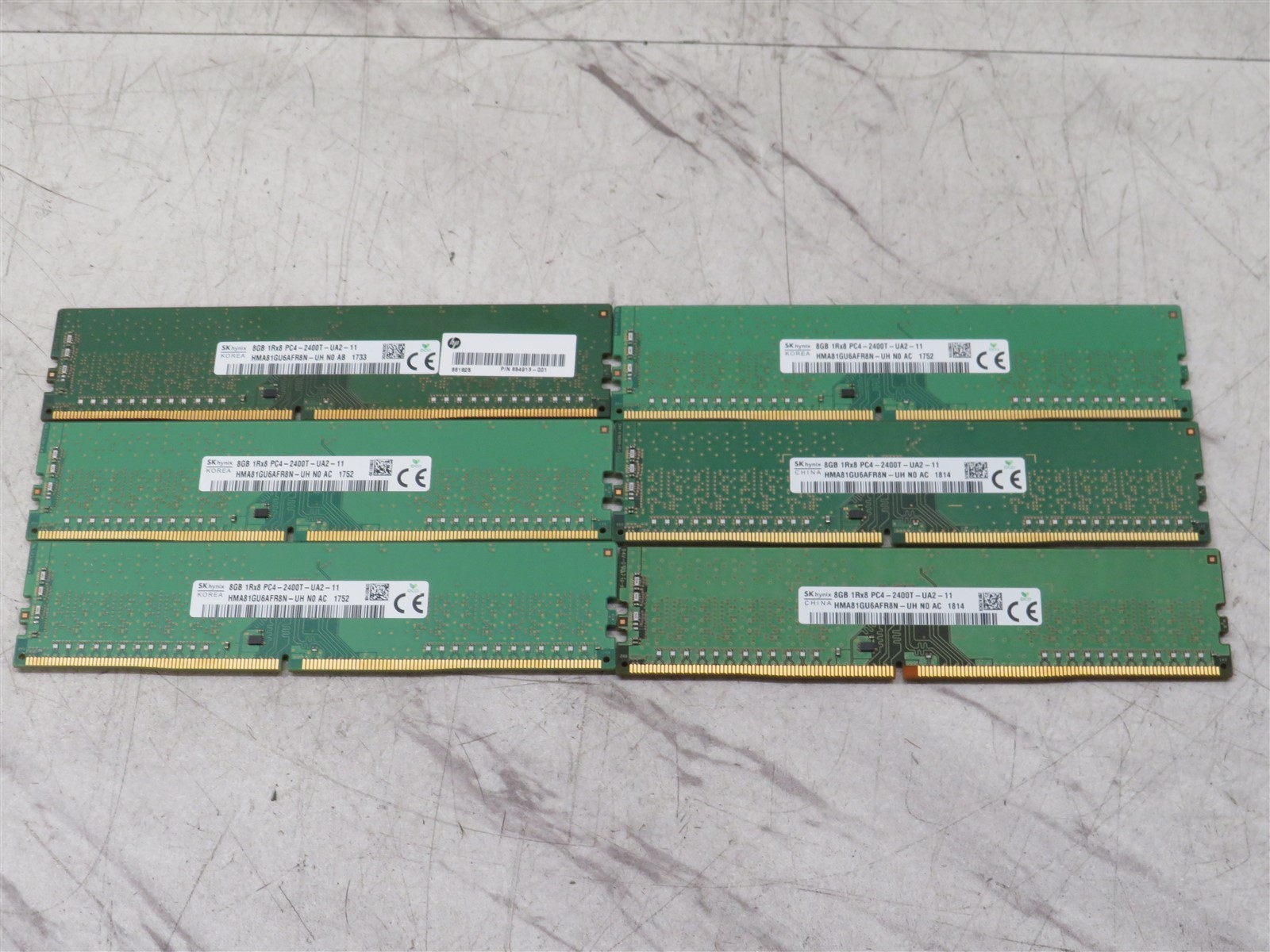 Lot of 6 Hynix 8GB 1Rx8 PC4-2400T-UA2-11 Desktop Memory DDR4 RAM