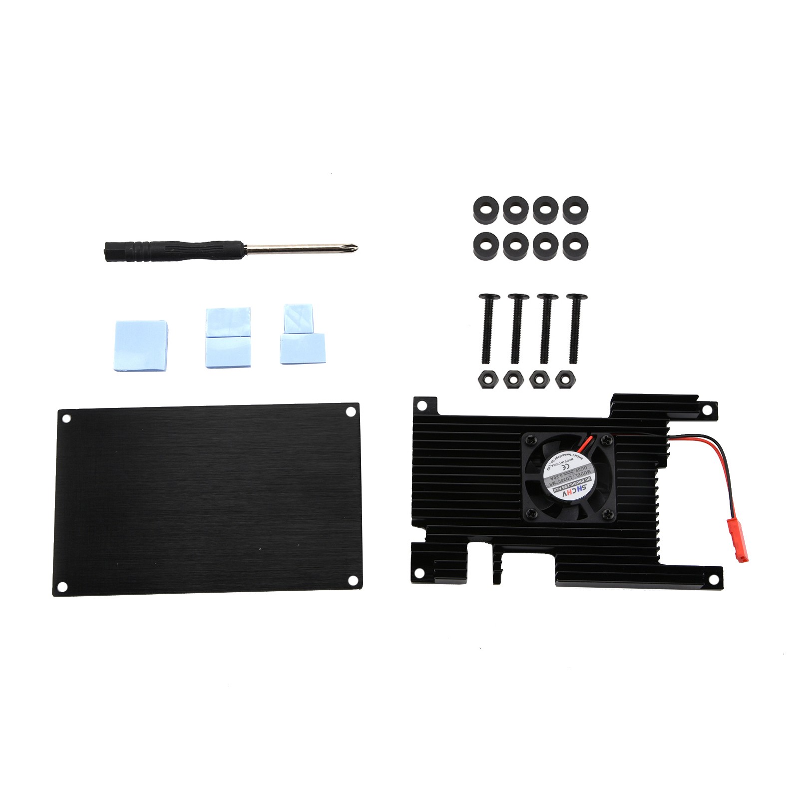 Aluminum Cover+Base+ Passive Cooling Fan+ Silicone Heatsinks For Orange Pi 5 N