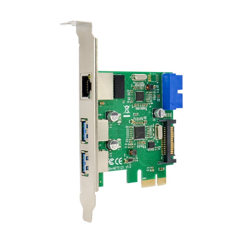 PCIe x1 VL805 USB 3.0 RTL8153 Gigabit Ethernet Adapter LAN Combo Expansion Card