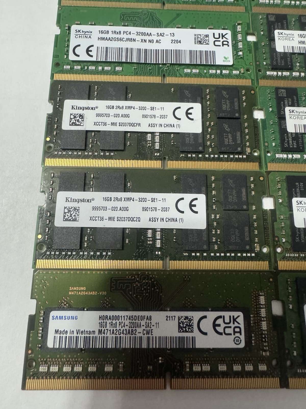 LOT OF 12 – MIXED BRAND 16GB DDR4 Laptop Memory RAM